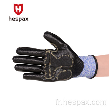 HESPAX Nitrile revêtu d&#39;automobile à impact Résister les gants TPR